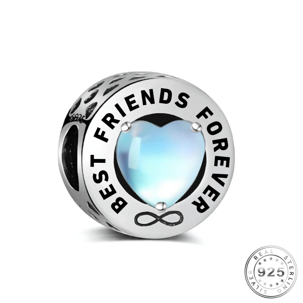 Best Friends Forever BFF Charm 925 Sterling Silver & Moonstone ( fits pandora )