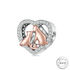 Cats Heart Charm 925 Sterling Silver & Rose Gold (fits pandora )