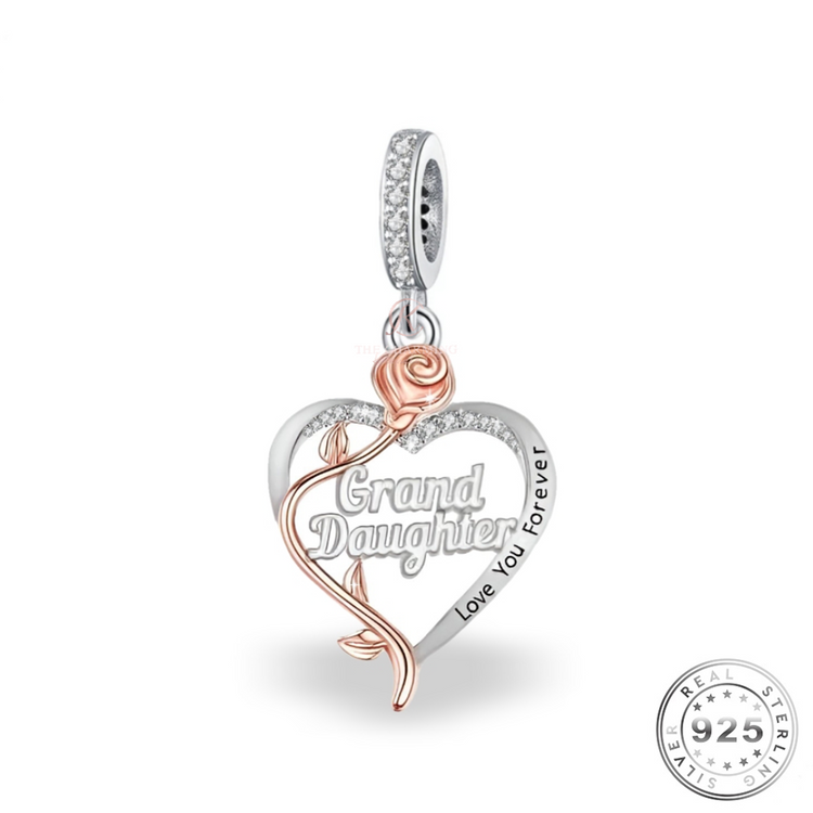 Granddaughter Heart Charm 925 Sterling Silver Love You Forever (fits pandora)