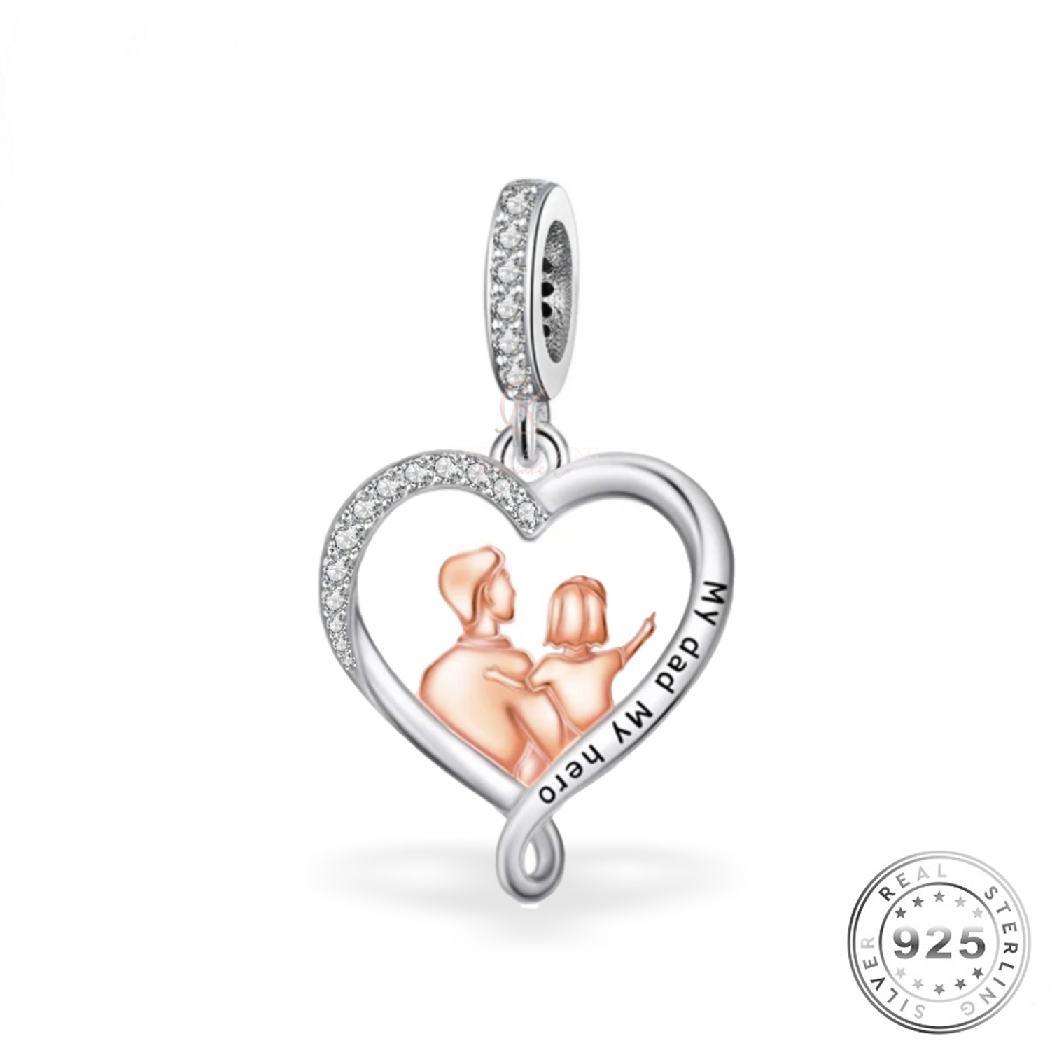 Memorial Dad Charm 925 Sterling Silver fits pandora FATHER'S