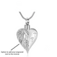Engraved Baby / Infant Footprints Cremation Ashes Angel Wing Necklace Urn Silver Memorial