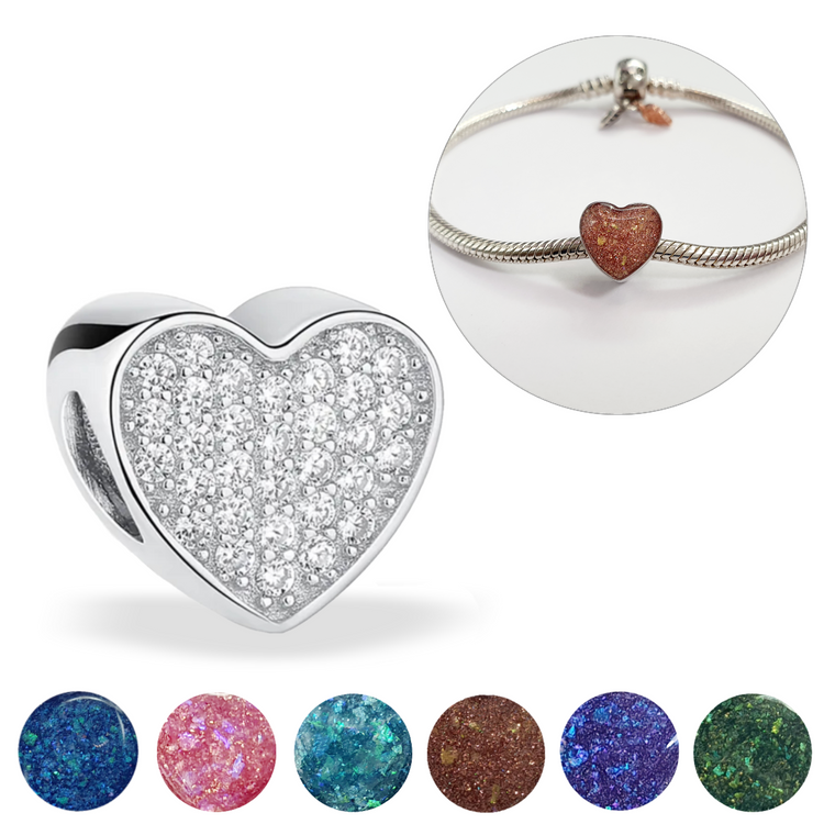 Ashes & Resin Heart Charm 925 Sterling Silver (fits pandora)
