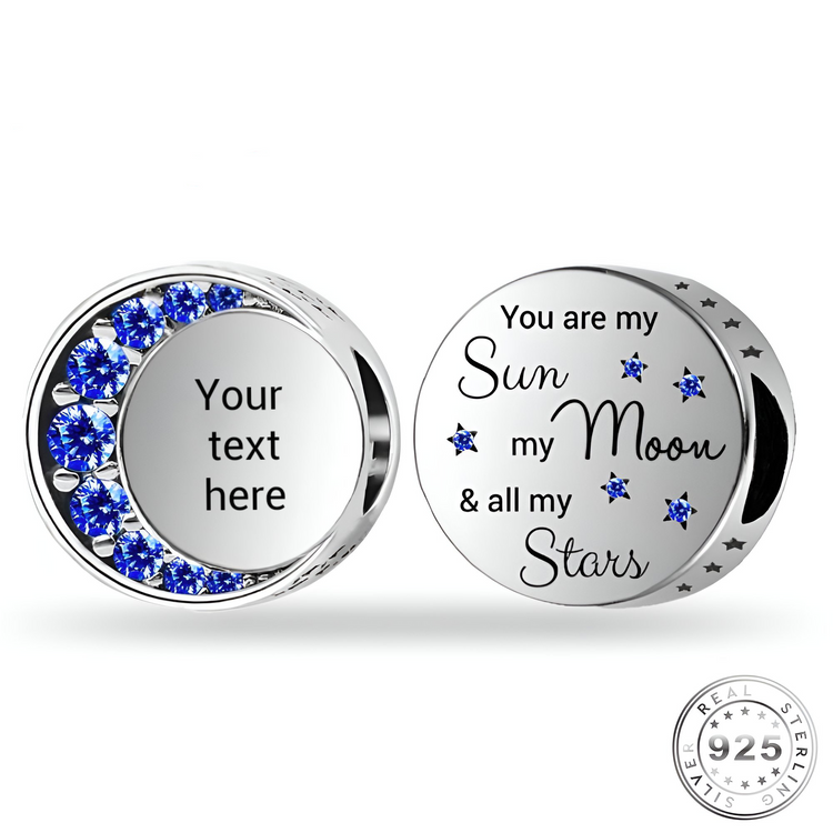 Engraved You are my Sun, Moon, Stars Charm 925 Sterling Silver  fits pandora