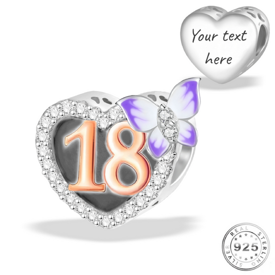 Engraved 18th Birthday Charm 925 Sterling Silver Fits Pandora