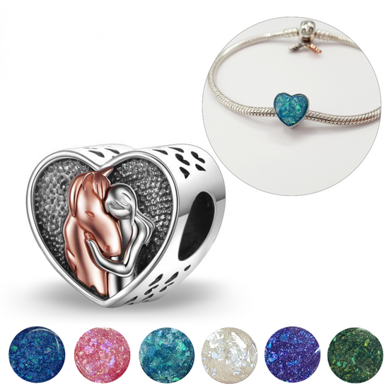 Horse and Girl Ashes & Resin Charm Genuine 925 Sterling Silver and Rose Gold ( fits pandora )