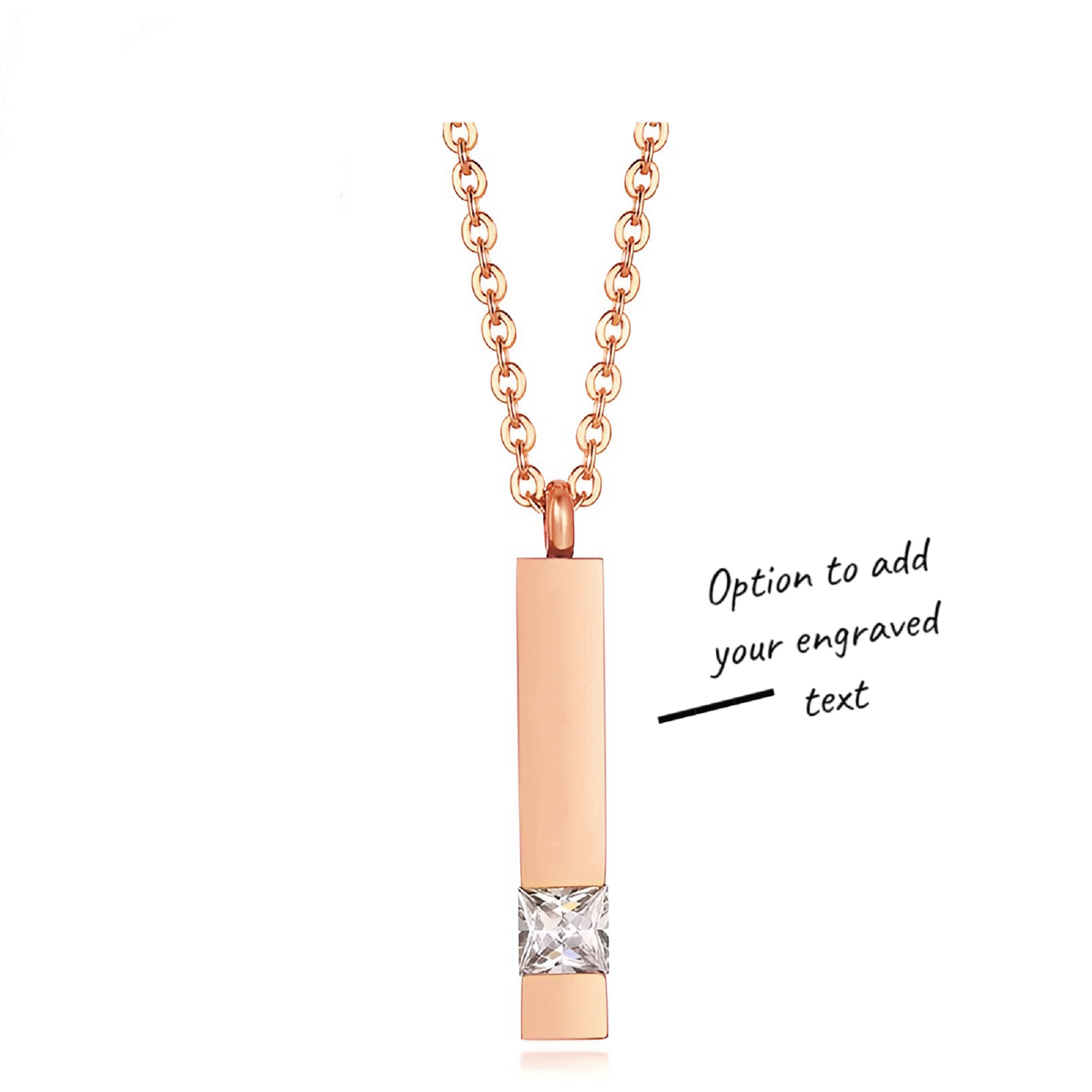 Engraved Cremation Ashes Urn Necklace Rose Gold Stainless Steel
