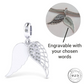 Engraved Angel Wing Charm 925 Sterling Silver - Personalised with your text ( fits pandora )