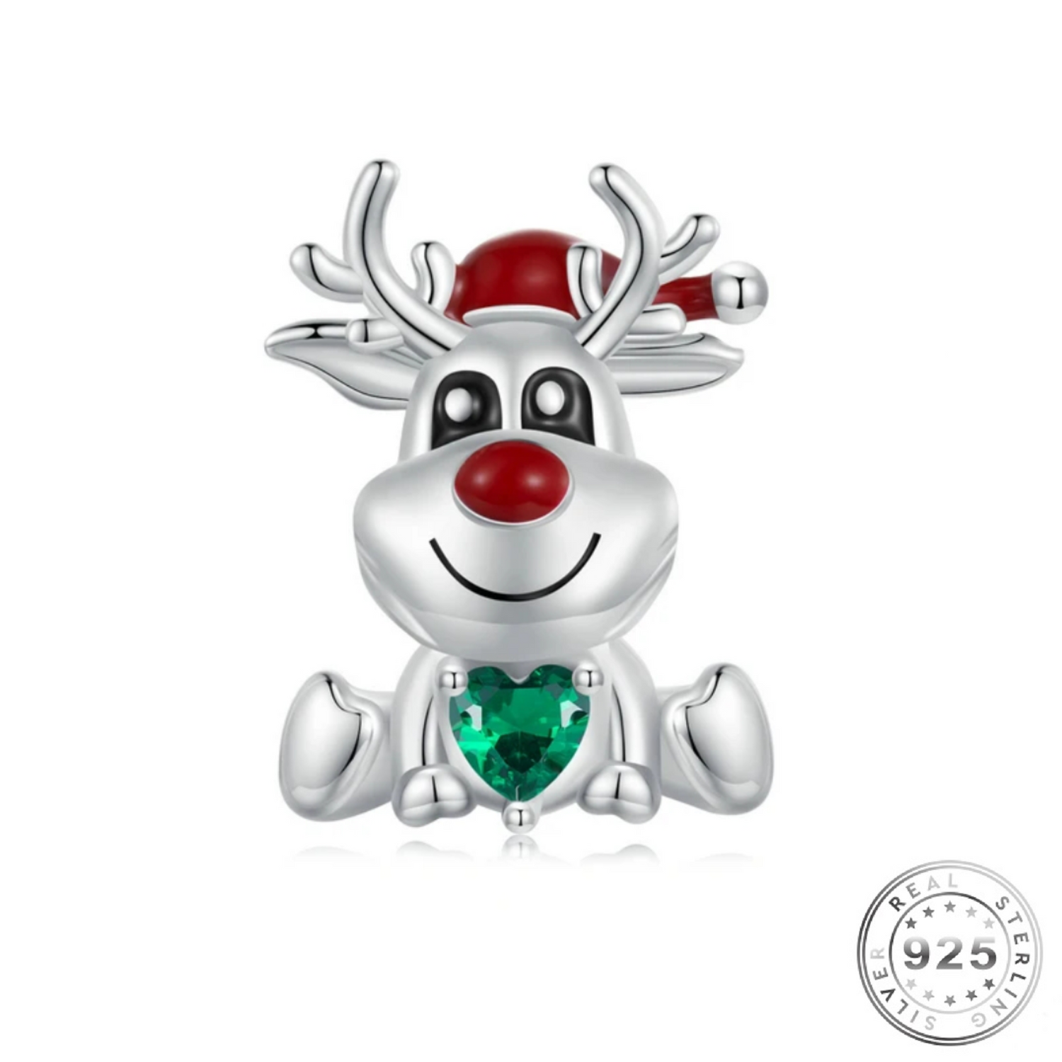 Christmas Reindeer Charm 925 Sterling Silver fits pandora