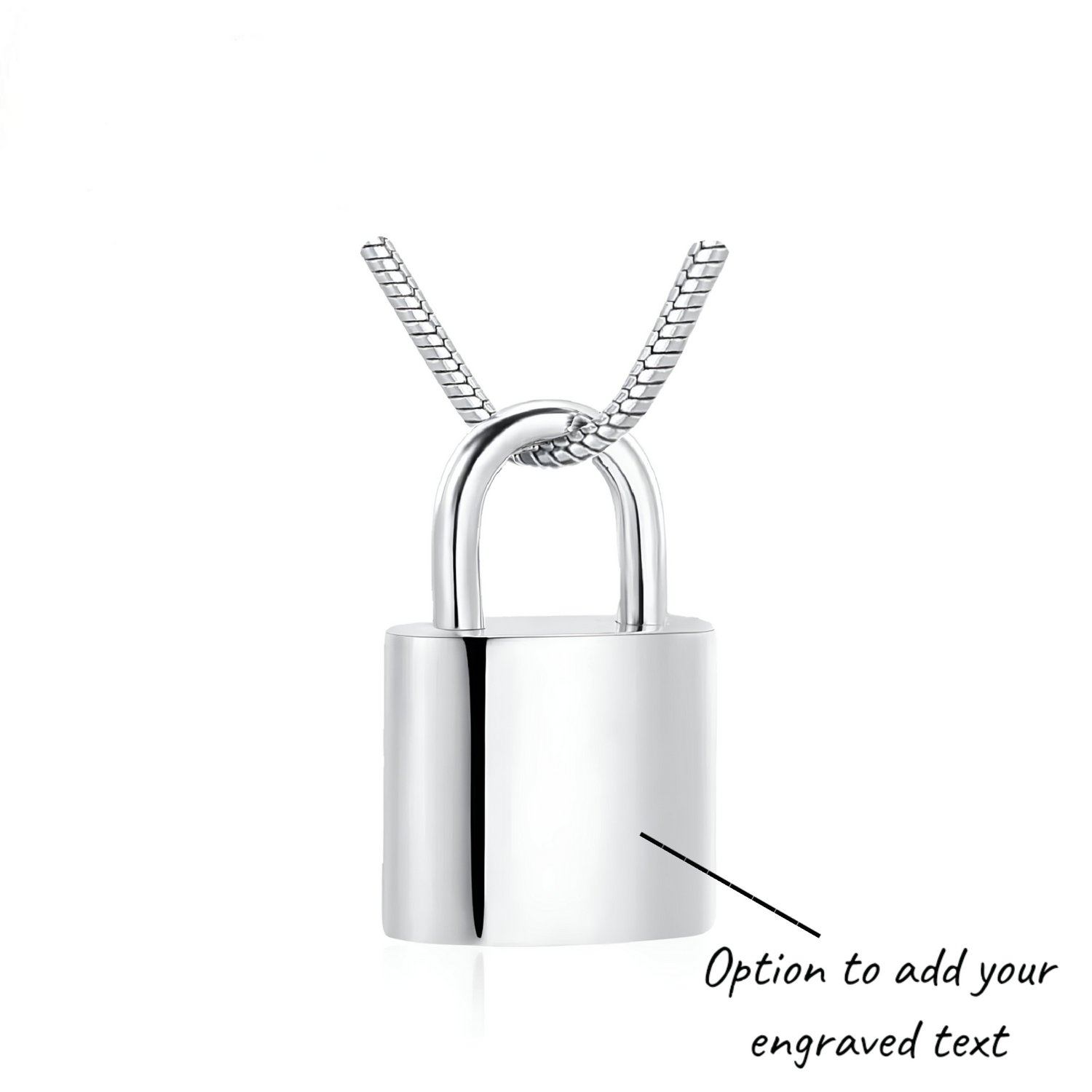 Engraved Padlock Cremation Ashes Urn Necklace Silver memorial