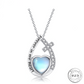 Cross and Heart Cremation Ashes Urn Necklace 925 Sterling Silver & Moonstone self fill