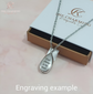 Engraved Teardrop Cremation Ashes Urn Necklace Silver