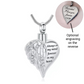 Engraved Self Fill Ashes Angel Wing Heart Urn Necklace Silver