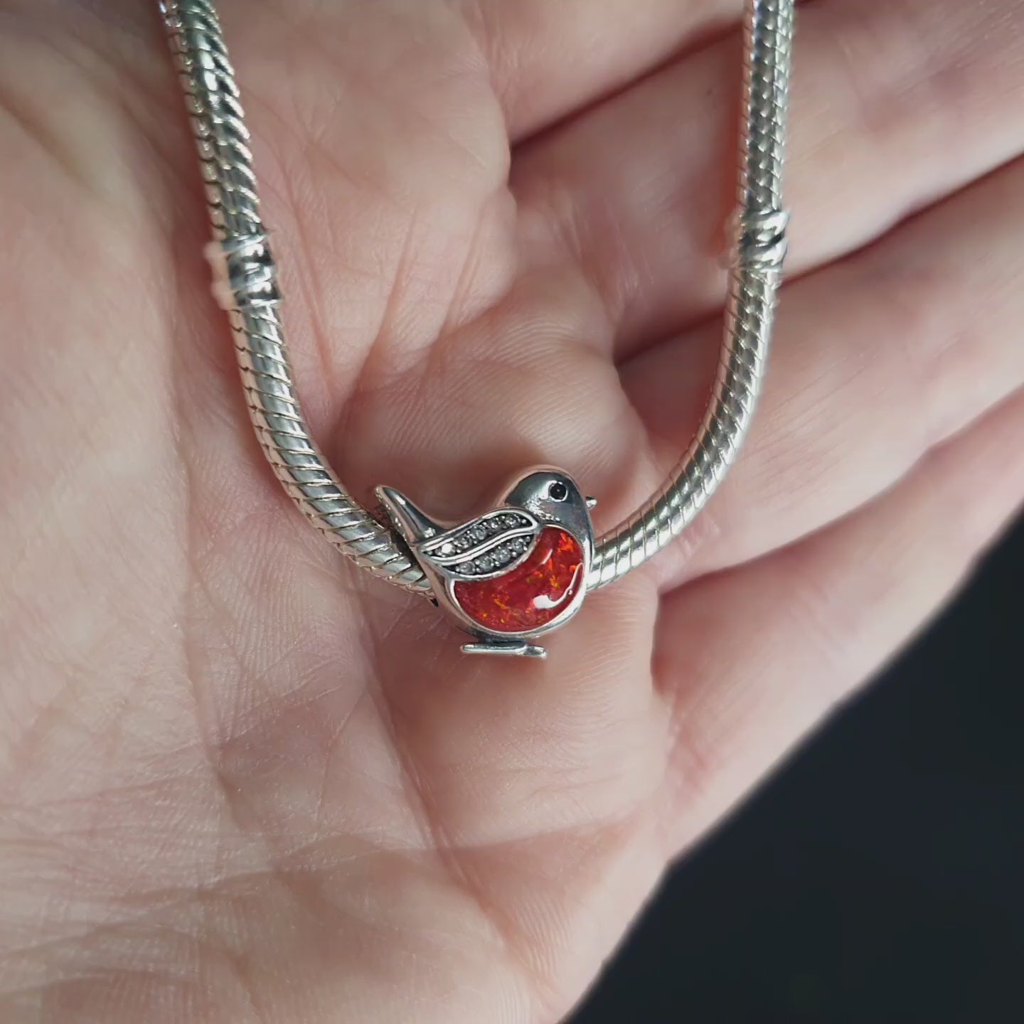 Ashes & Resin Robin Charm 925 Sterling Silver - Engraved (Fits