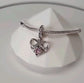 Mother & Daughter Heart Dangle Charm Genuine 925 Sterling Silver