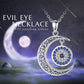 Evil Eye Moon Pendant Necklace 925 Sterling Silver