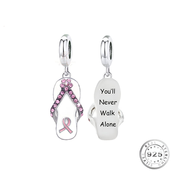 Pink Cancer Ribbon Shoe Charm You&