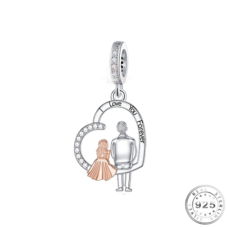 Love You Forever Dad (or Grandad) & Daughter Charm 925 Sterling Silver  fits pandora