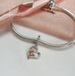 Mum & Daughter Heart Dangle Charm 925 Sterling Silver and Rose Gold