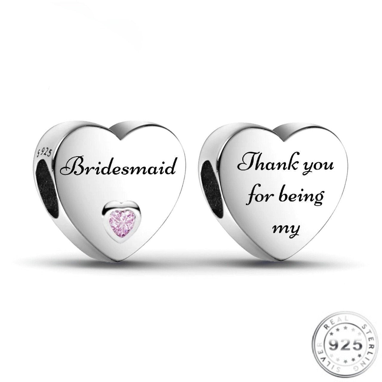 Bridesmaid Wedding Charm 925 Sterling Silver Fits Pandora bracelets