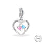 Father & Daughter Heart Dangle Charm 925 Sterling Silver - Forever Love