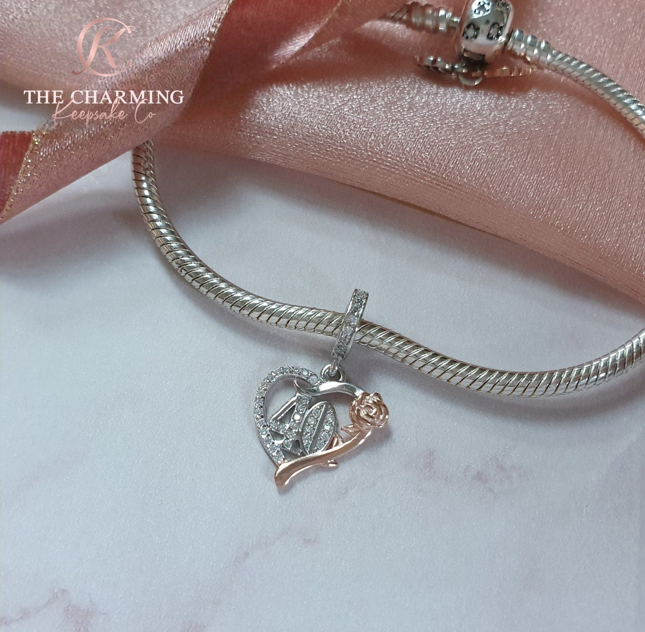 40th birthday charm 925 sterling silver (fits Pandora – The