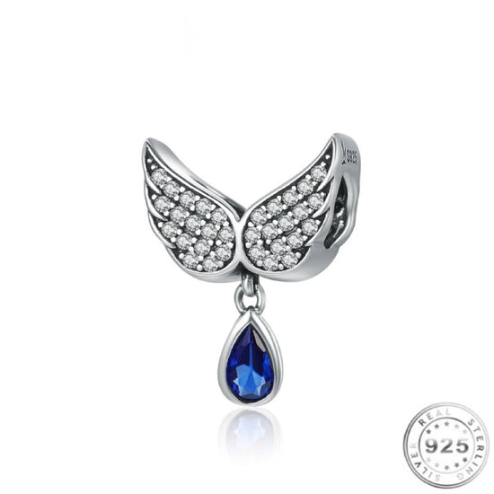 Angel Wings Blue Crystal Charm