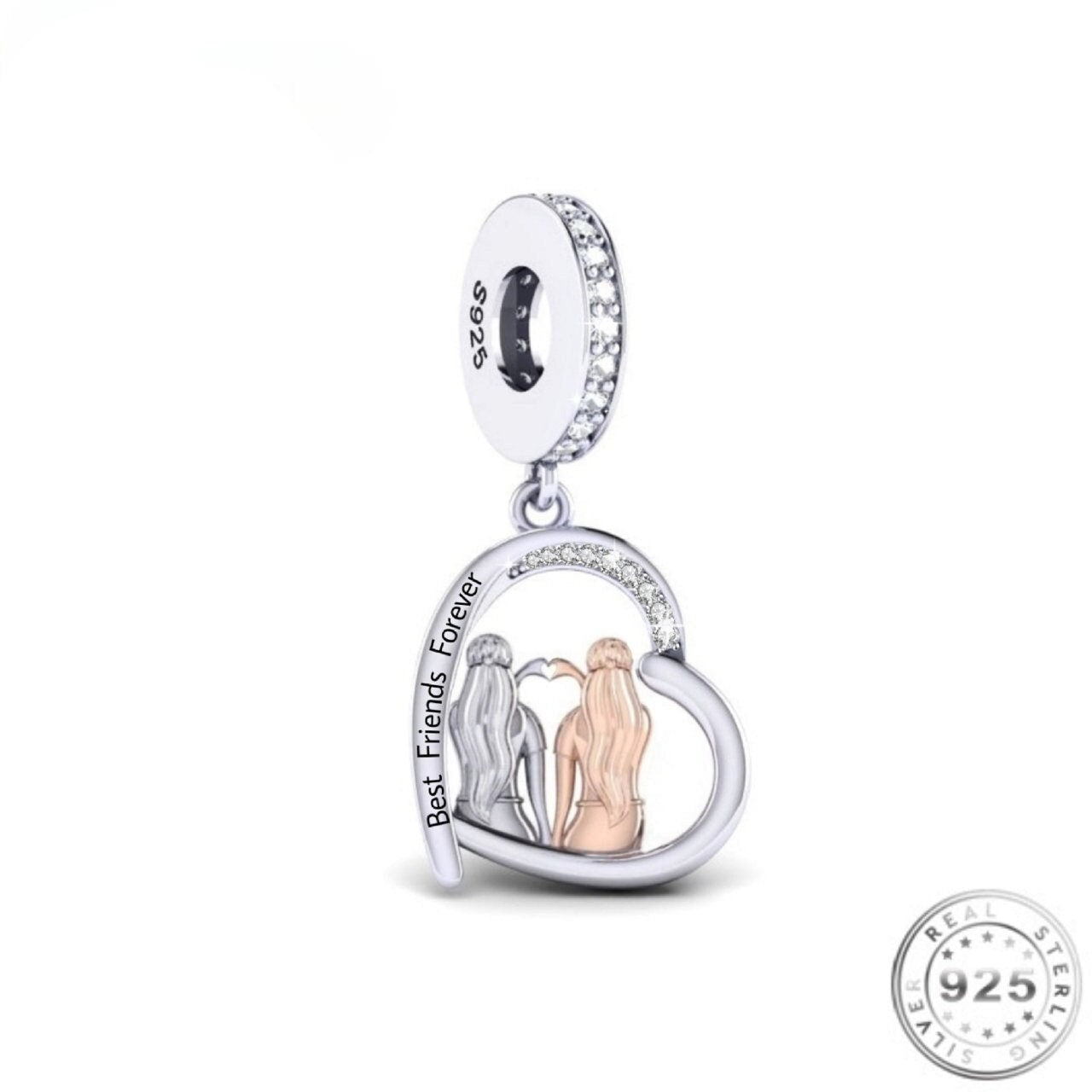 Best Friends Forever Charm 925 Sterling Silver fits pandora BFF