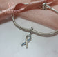 Down Syndrome Awareness Ribbon Charm 925 Sterling Silver - Blue and Yellow