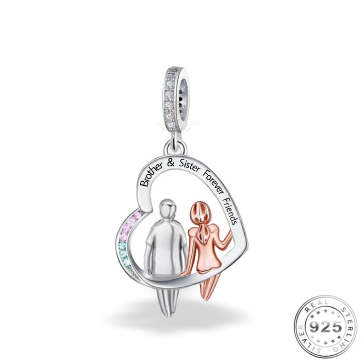 Brother & Sister Forever Friends Charm 925 Sterling Silver fits pandora