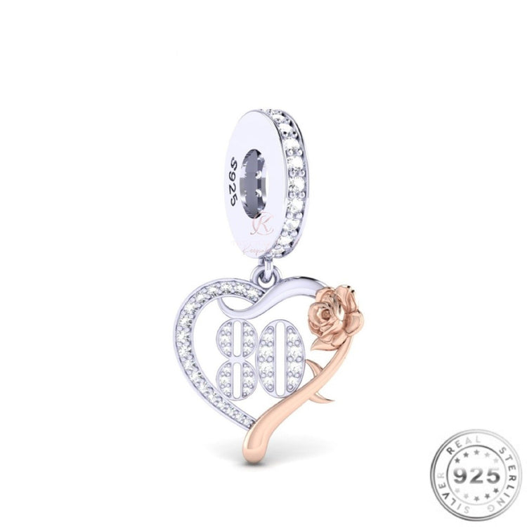 Sterling Silver 80th Birthday Years Charm