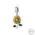 Sunflower Dangle Charm 925 Sterling Silver fits pandora