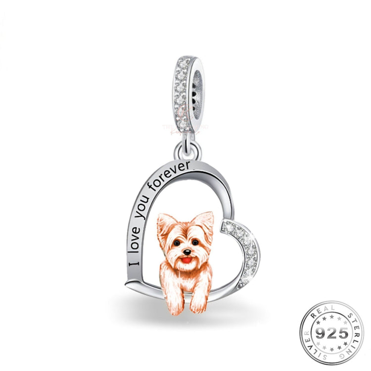 Yorkshire Terrier Dog Charm 925 Sterling Silver fits Pandora