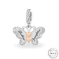 Mother & Daughter Butterfly Charm 925 Sterling Silver and Rose Gold