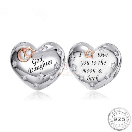 God Daughter Heart Charm 925 Sterling Silver fits pandora