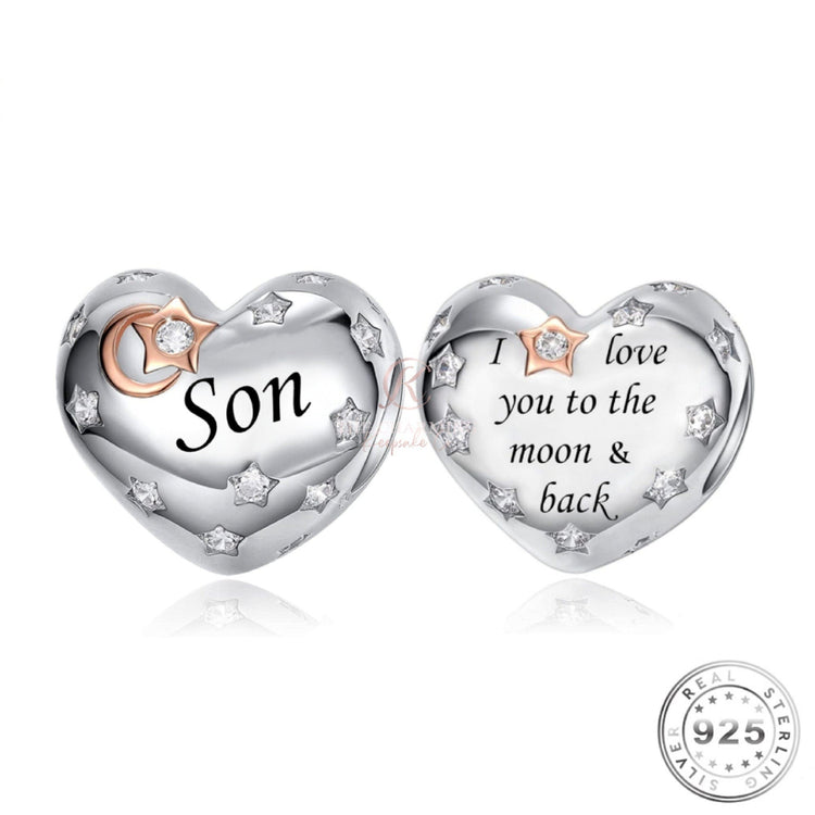 Son Charm 925 Sterling Silver Love You to the Moon & Back fits pandora