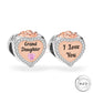 Granddaughter Heart Charm 925 Sterling Silver & Rose Gold - I Love You