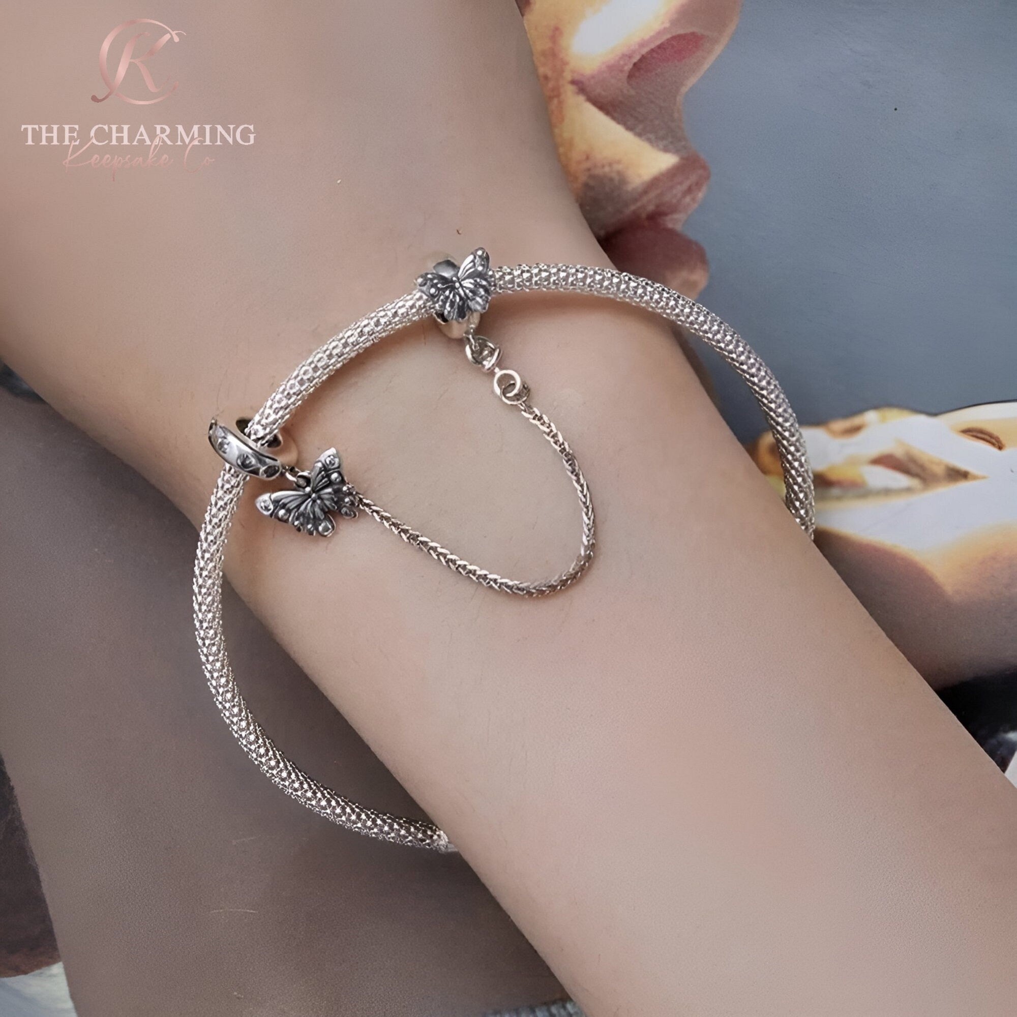 Silver safety chain hot sale for charm bracelet