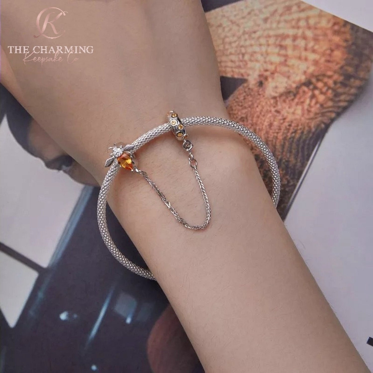 Pandora Safety Chain On Wrist Queen Bee Safety Chain Charm 925