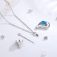 Cremation Ashes Teardrop Blue Crystal Necklace 925 Sterling Silver