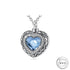Cremation Ashes Blue Crystal Heart Necklace 925 Sterling Silver Memorial Urn