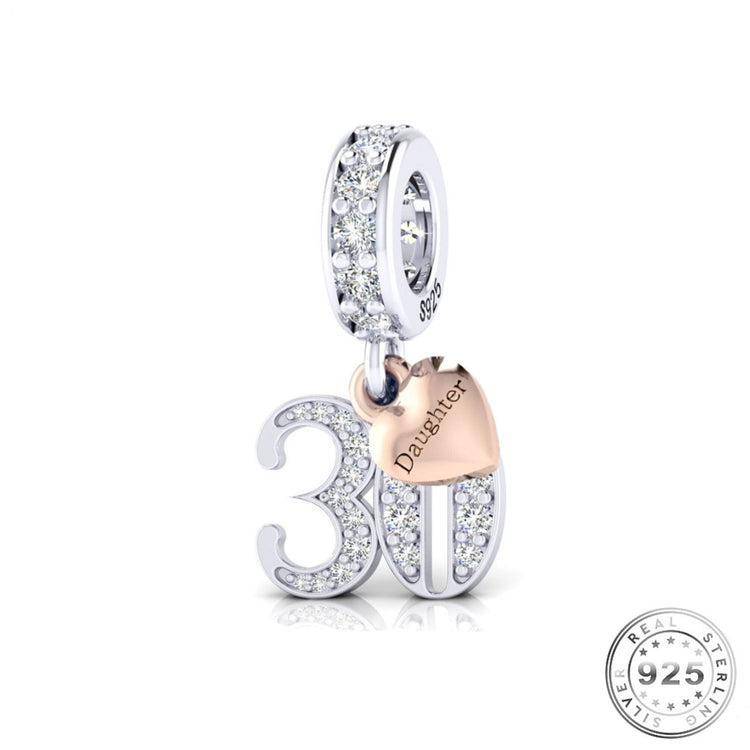 30th Birthday Daughter Charm 925 Sterling Silver fits pandora bracelets