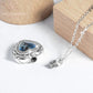 Cremation Ashes Blue Crystal Heart Necklace 925 Sterling Silver - &