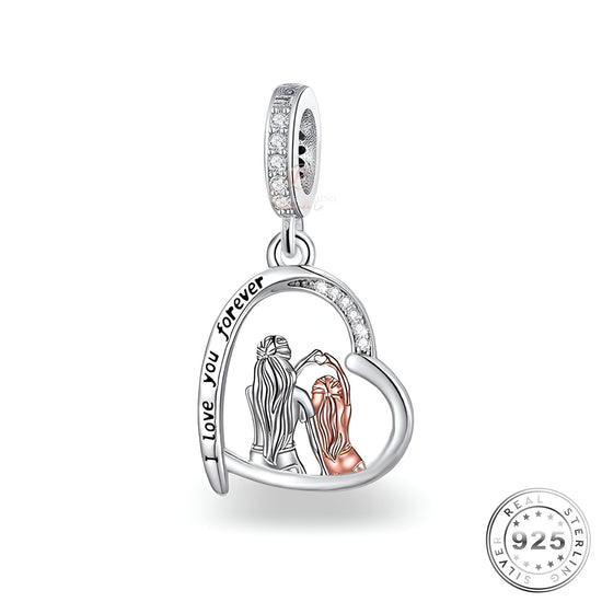 Mère/Fille OU Tante/Nièce OU Grande Soeur/Lil Sister Charm 925 Sterling Silver - Je t&