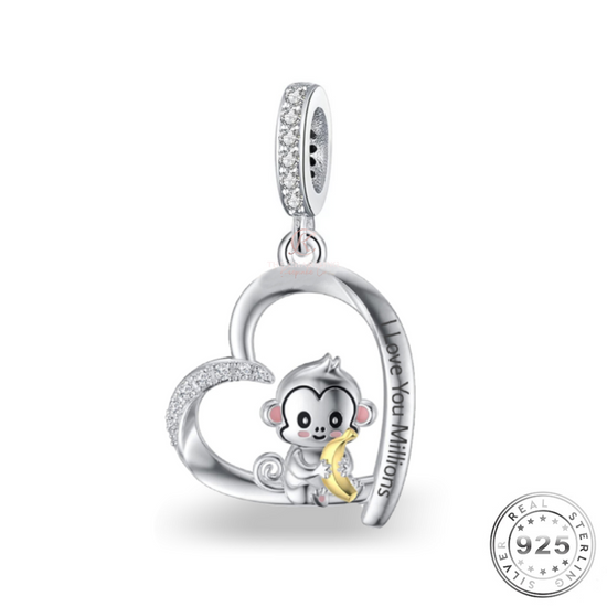 Cheeky Monkey I Love You Millions Charm 925 Sterling Silver